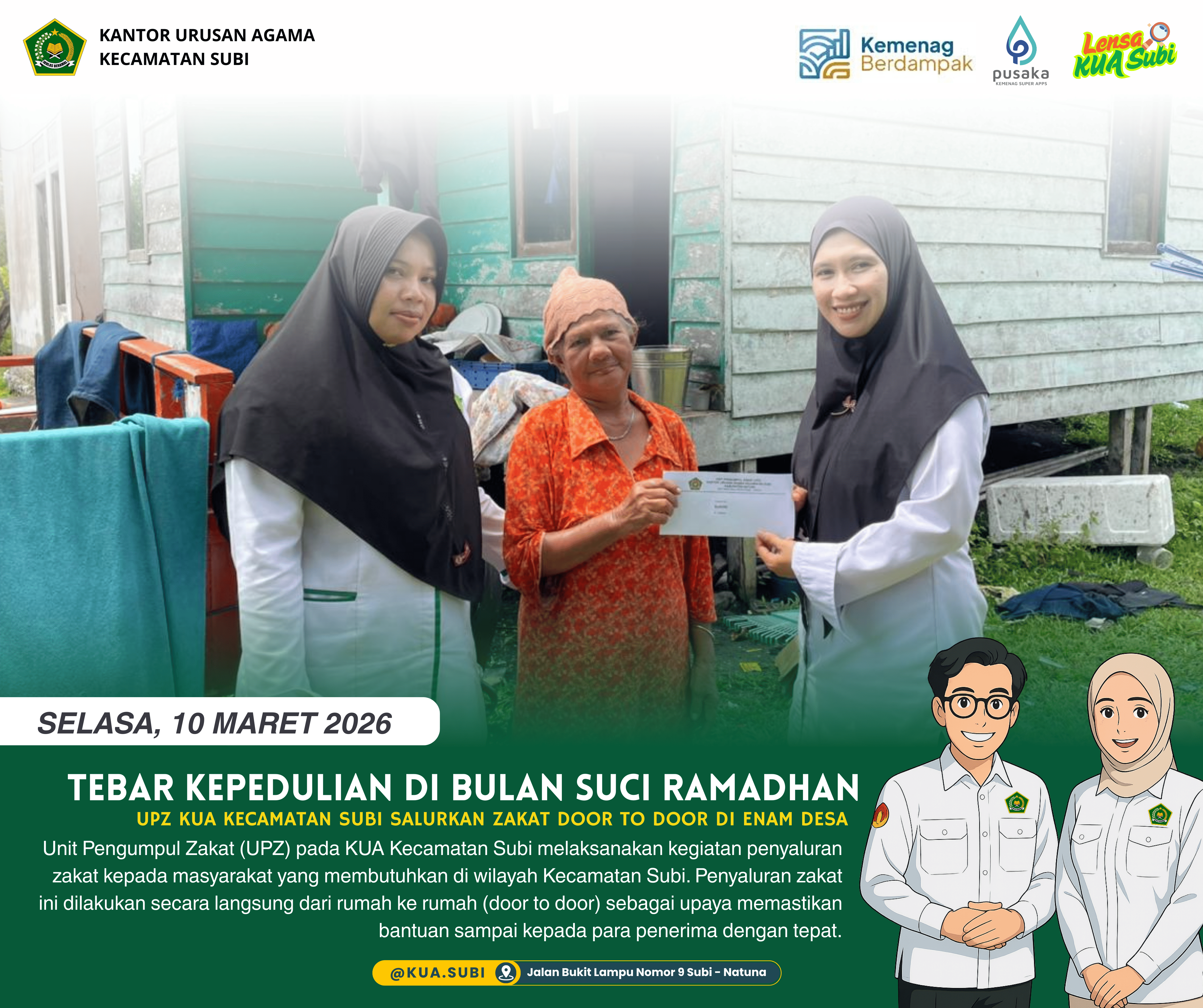 Pastikan Tepat Sasaran, UPZ KUA Kecamatan Subi Salurkan Zakat Door to Door ke Enam Desa